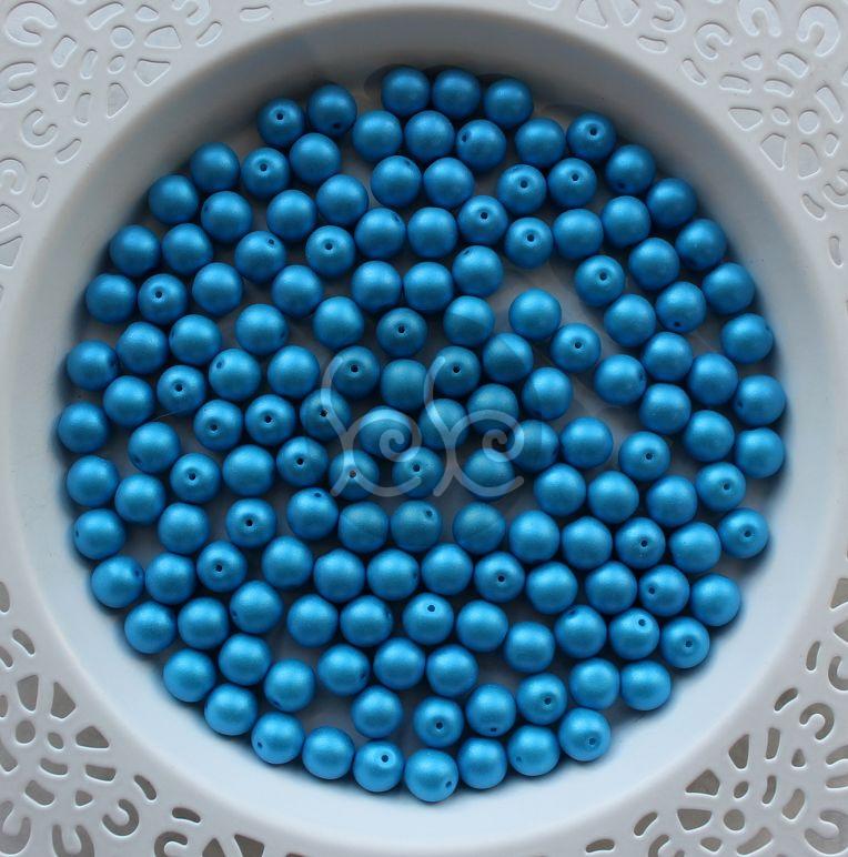 Matt kék préselt üveggyöngy 8 mm