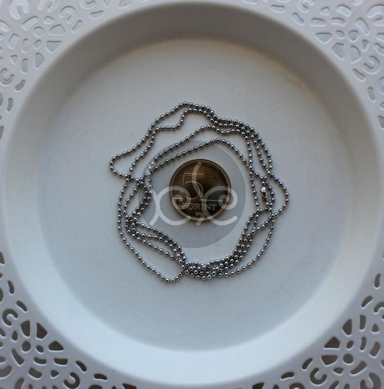 Antik ezüst bogyós fém nyaklánc alap 70 cm
