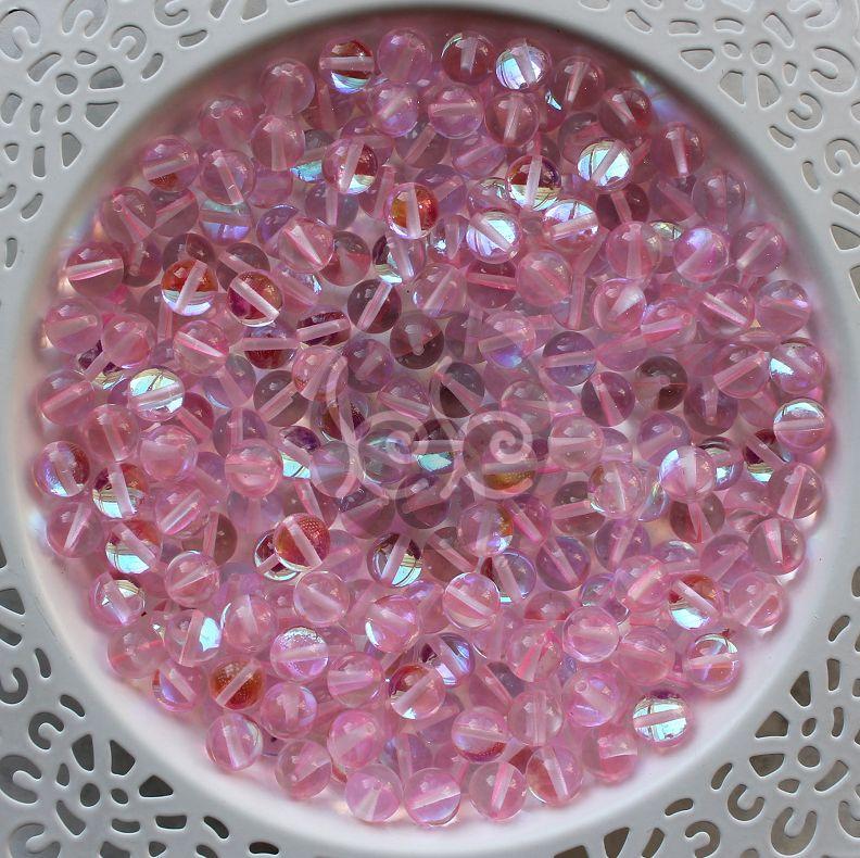 Rózsaszín szintetikus színváltós holdkő ásványgyöngy 8 mm