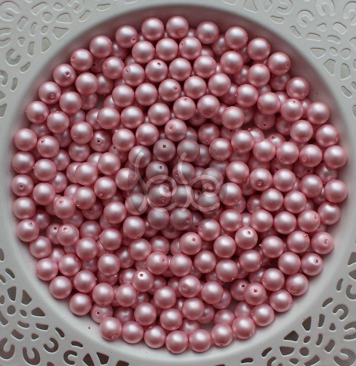 Matt pasztell rózsaszín Preciosa tekla üveggyöngy 8 mm (10 db)