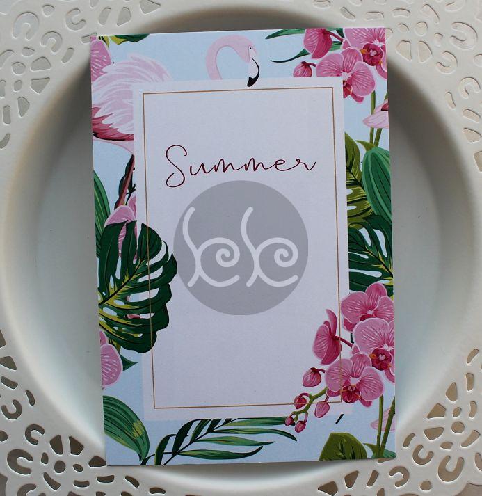 Flamingós SUMMER kísérőkártya 7,7x11 cm