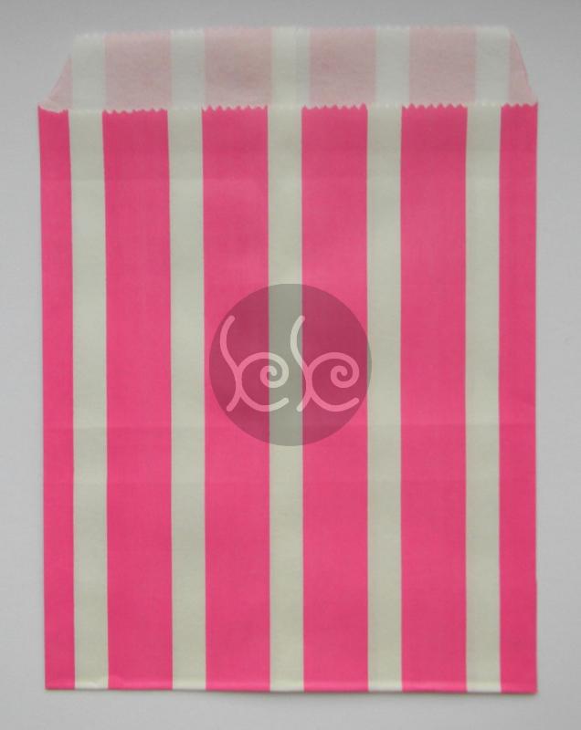 Pink csíkos papírtasak 17x13 cm