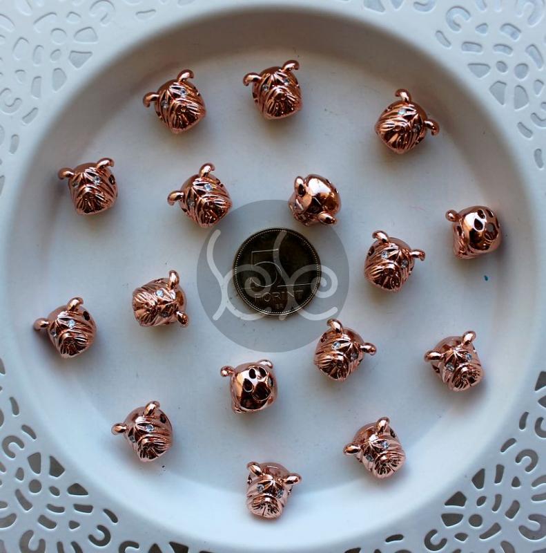Rose gold cirkóniás bulldog fej gyöngy