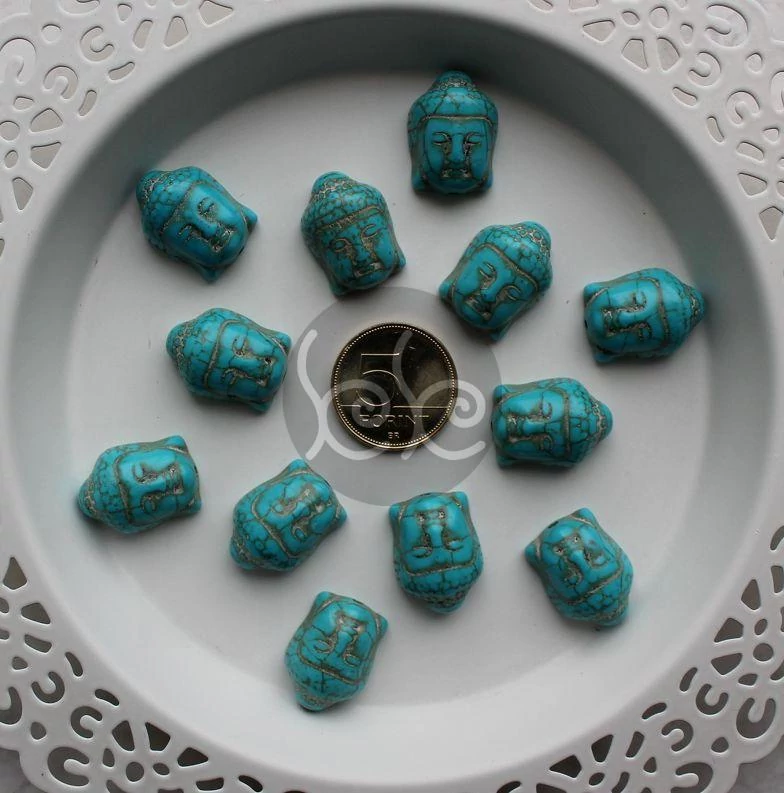 Kicsi kék magnezit buddha fej gyöngy 15x20 mm