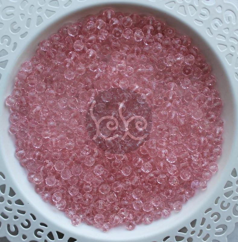 Rózsaszín fánk üveggyöngy 6 mm (20 db)