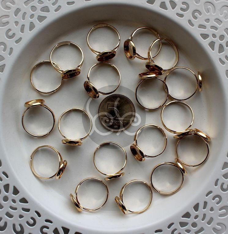 Pezsgő arany üveglencsés gyűrű alap 10 mm