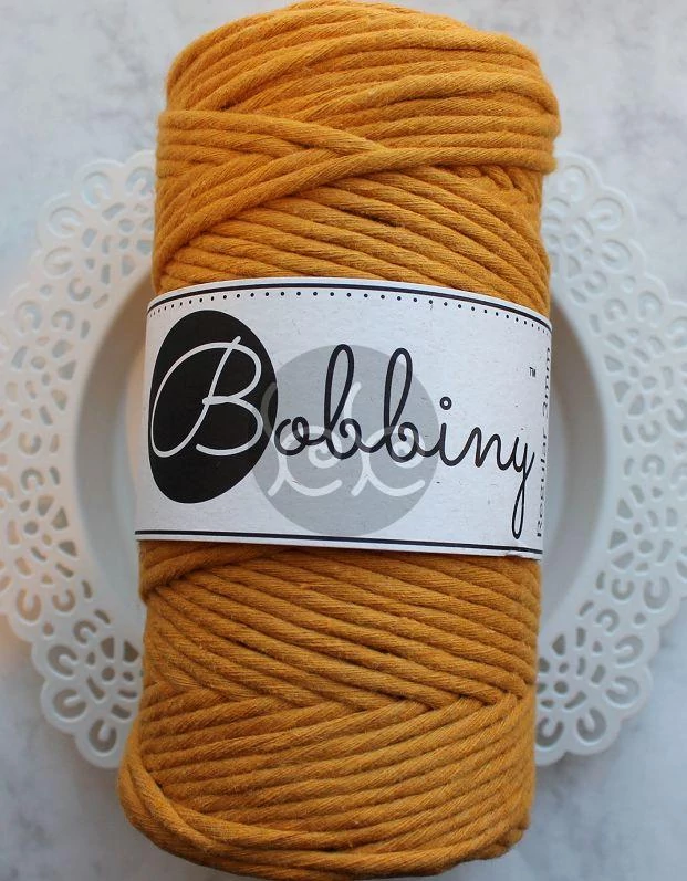 Bobbiny mustard (mustár) makramé fonal 3 mm (100 m)
