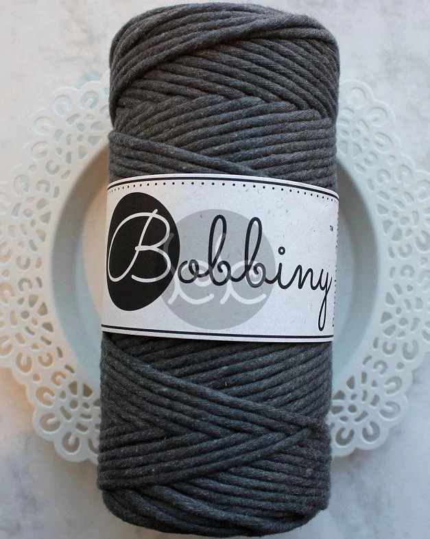 Bobbiny charcoal (antracit) makramé fonal 3 mm (100 m)