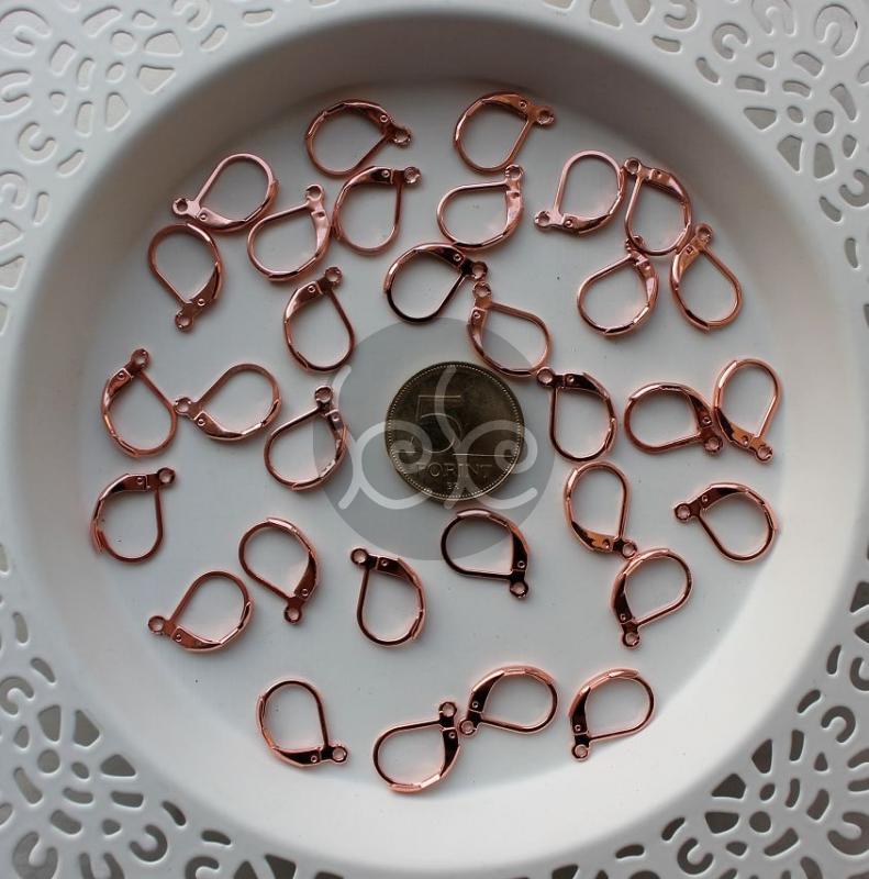 Rose gold rozsdamentes acél franciakapcsos fülbevaló alap 15x10 mm (2 pár)