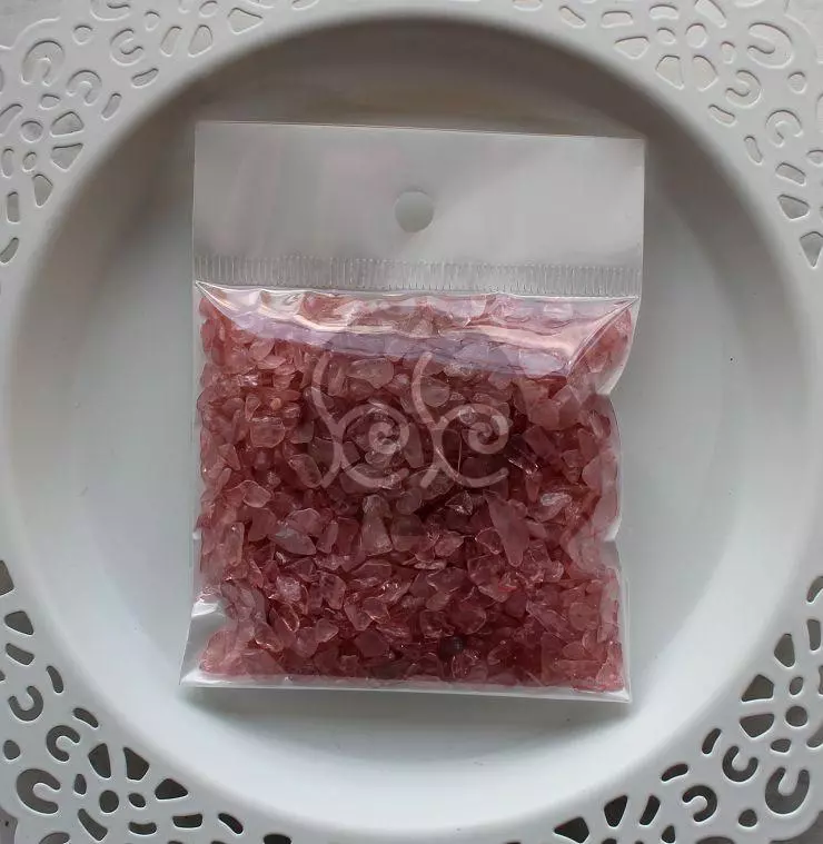 Festett rózsakvarc dobcsiszolat csomag 1-5 mm 50 g