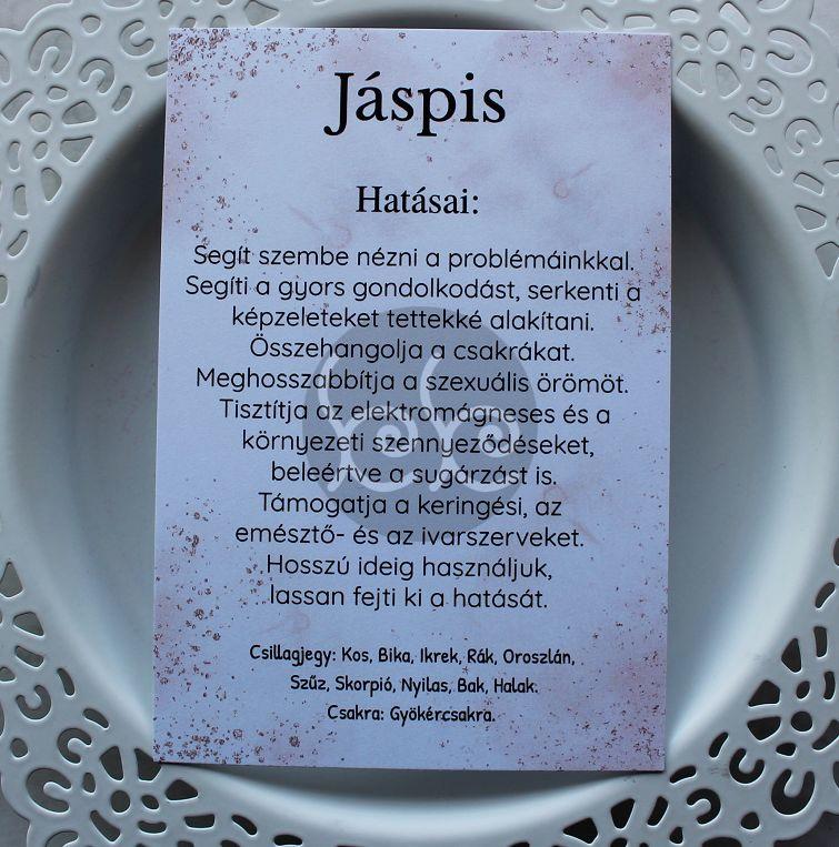 Jáspis ásványos kísérőkártya 7,7x11 cm