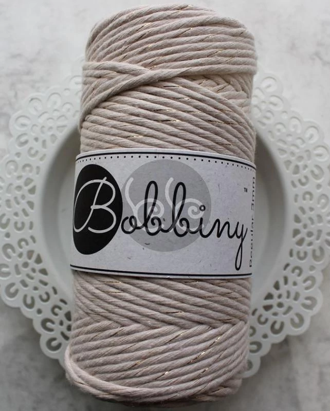Bobbiny NUDE GOLD makramé fonal 3 mm (100 m)
