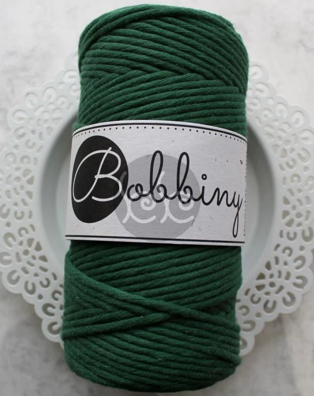 Bobbiny PINE GREEN (fenyő zöld) makramé fonal 3 mm (100 m)