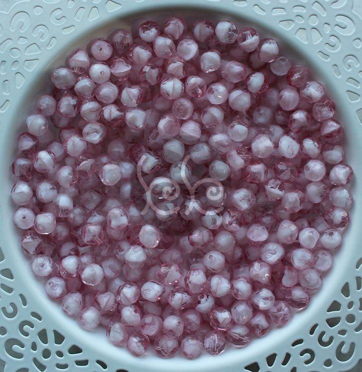 Áttetsző rózsaszín csiszolt cseh üveggyöngy csomag 8 mm (10 db)