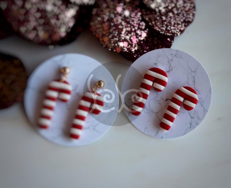 Bedugós karácsonyi cukorka süthető gyurma fülbevaló (pár)