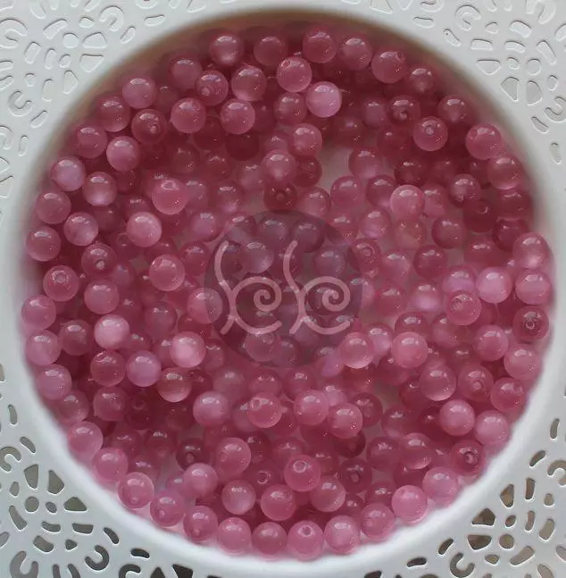 Rózsaszín macskaszem utánzat  üveggyöngy 8 mm
