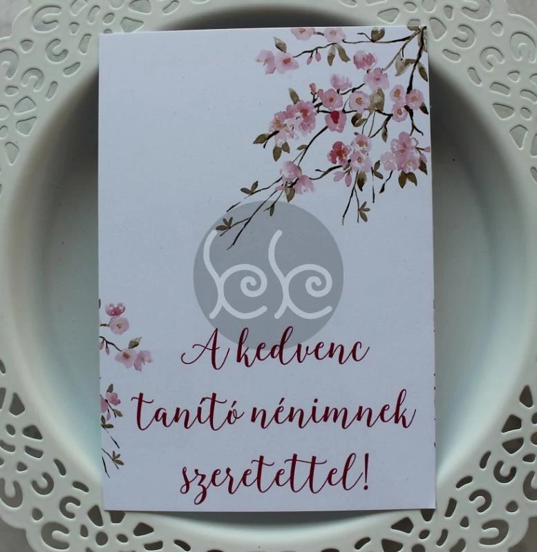 A KEDVENC TANÍTÓ NÉNIMNEK SZERETETTEL kísérőkártya 11x7 cm